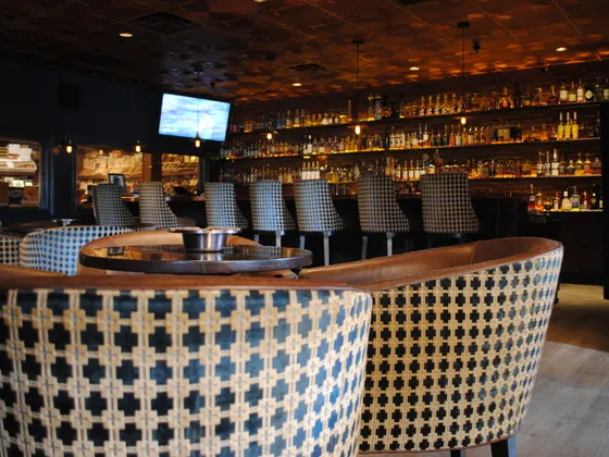Churchill's cigar lounge — premium cigars and bourbon selection